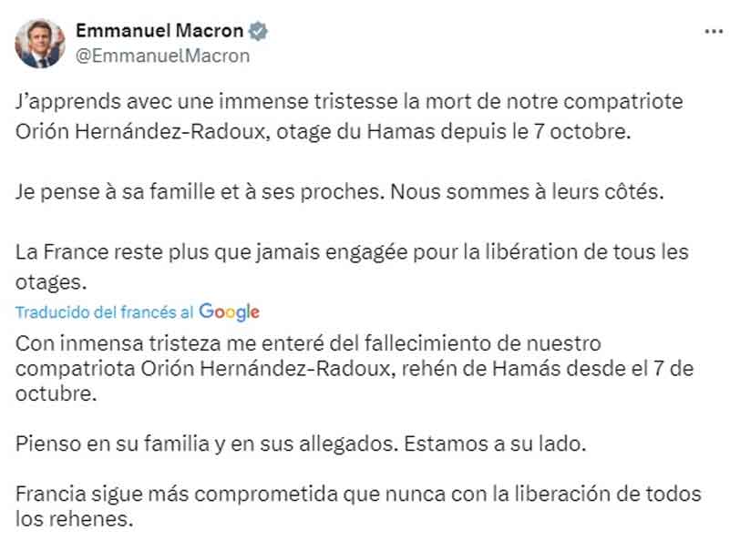 Israel rescata cuerpo de mexicano secuestrado por Hamás