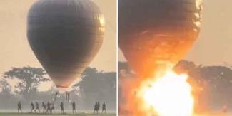 Así explotó globo aerostático cuando intentaban inflarlo en Indonesia