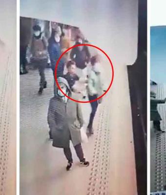 VIDEO. Hombre empuja a mujer a las vías del tren, el convoy logró detenerse